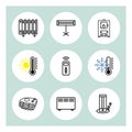 Heating and cooling icons Royalty Free Stock Photo