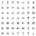 Heating and cooling line icons set