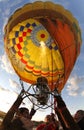 Heating hot air balloon before lift Royalty Free Stock Photo
