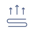 Heating icon with three straight arrows over heater element. Thermal energy control pictogram. Simple picto in lineart