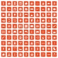 100 heating icons set grunge orange