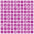 100 heating icons set grunge pink Royalty Free Stock Photo