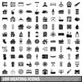 100 heating icons set, simple style