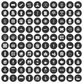 100 heating icons set black circle Royalty Free Stock Photo