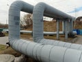 Heating main. large diameter pipes are sharply curved