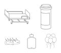 Heating pad, hospital gurney, acupuncture.Mtdicine set collection icons in outline style vector symbol stock