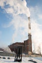 Heating plant with big chimney