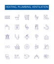 Heating, plumbing, ventilation line icons signs set. Design collection of heating, plumbing, ventilation, HVAC, system