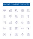 Heating, plumbing, ventilation line icons signs set. Design collection of heating, plumbing, ventilation, HVAC, system