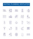 Heating, plumbing, ventilation line icons signs set. Design collection of heating, plumbing, ventilation, HVAC, system