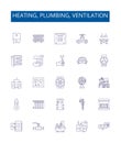 Heating, plumbing, ventilation line icons signs set. Design collection of heating, plumbing, ventilation, HVAC, system