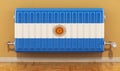 Heating radiator with Argentinean flag on the wall. Heating in Argentina. 3D rendering Royalty Free Stock Photo