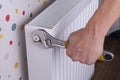 Heating radiator installation Royalty Free Stock Photo