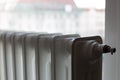 Heating radiator under window Royalty Free Stock Photo