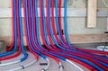 Heating system and underfloor heating from metal-plastic pipes. Central heating. Royalty Free Stock Photo