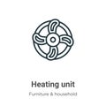Heating unit outline vector icon. Thin line black heating unit icon, flat vector simple element illustration from editable Royalty Free Stock Photo
