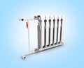 Heating white radiator isolated on blue gadient background 3d