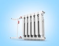 Heating white radiator isolated on blue gradient background 3d