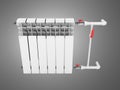 Heating white radiator isolated on grey background 3d