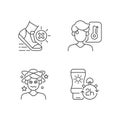 Heatstroke prevention linear icons set