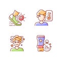 Heatstroke prevention RGB color icons set