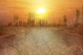 Heatwave on the city with the glowing sun background Royalty Free Stock Photo