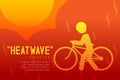 Heatwave Disaster of man icon pictogram with bicycle design infographic illustration