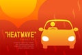 Heatwave Disaster of man icon pictogram with car design infographic illustration