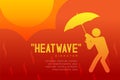 Heatwave Disaster of man icon pictogram with umbrella design infographic illustration