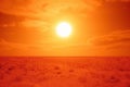 Heatwave hot sun landscape. extreme hot weather, Climate Change. Global Warming background