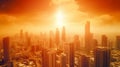 Heatwave over a city bright sun global warming generative AI Royalty Free Stock Photo