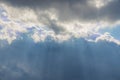 Heaven cloudy sky landscape background scenic view sun rays light Royalty Free Stock Photo