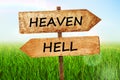 Heaven and Hell signs. Royalty Free Stock Photo