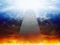 Heaven and hell, staircase to heaven, light of hope from blue sk Royalty Free Stock Photo