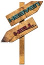 Heaven and Hell - Wooden Directional Sign Royalty Free Stock Photo