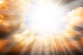 Heaven religion concept - sun rays and sky Royalty Free Stock Photo