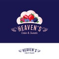 HeavenÃ¢â¬â¢s cloud ice cream house logo. Berries and scoops of ice cream like cloud. Logotype with angelic wings.