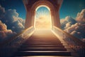 Heaven Stairs, Road to Light, Paradise Sky, Afterlife Way Drawing Imitation, Abstract Generative Ai Illustration Royalty Free Stock Photo