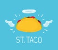 Heaven taco concept `St. Taco` with angel halo