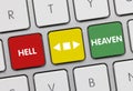 Heaven versus Hell - Inscription on Red-Yellow-Green Keyboard Key