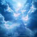 Heavenly ascent Cloud staircase symbolizes spiritual journey to enlightenment