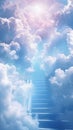 Heavenly ascent Cloud staircase symbolizes spiritual journey to enlightenment