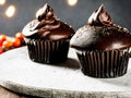 Heavenly Chocolate Delight: Moist Cupcake with a Rich Chocolate Topping Royalty Free Stock Photo