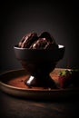 Heavenly Chocolate Dessert on Elegant Black Platter. Generative AI