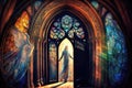 heavenly doorway, with beautiful stained glass windows and angelic music in the background Royalty Free Stock Photo