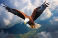 Heavenly encounter, Fish Eagle soars high above the cloudscape Royalty Free Stock Photo