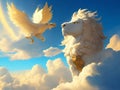 Heavenly Encounters: A Fusion of Clouds, Sky, Sun, and Griffin Majesty Royalty Free Stock Photo