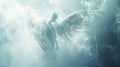 A heavenly figure with diaphanous wings and an otherworldly glow appearing as if from a dream Royalty Free Stock Photo