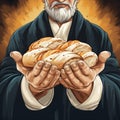 Heavenly Hands - A priest& x27;s hands holding sacramental bread