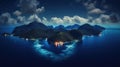 Heavenly Heart: Islands Aglow in Starlight. Royalty Free Stock Photo